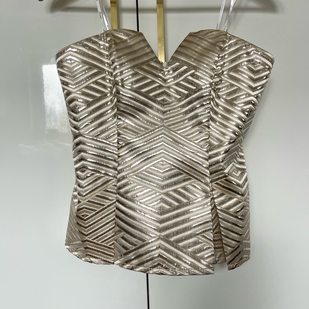 Lumier by Bariano Strapless Metallic top sz Small - Picture 2 of 5